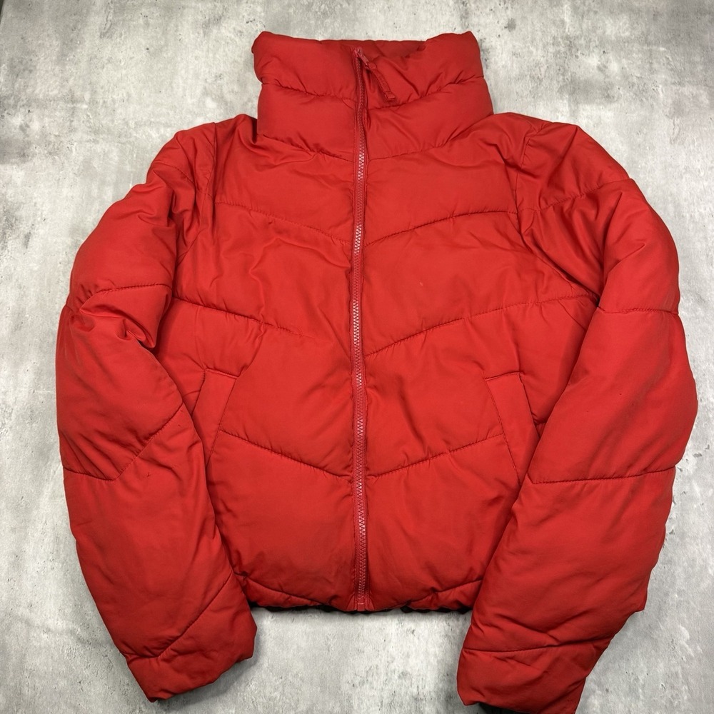 Abercrombie & Fitch Women Red Puffer Jacket Water Wind Resistant Coat S
